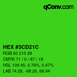 Color code: HEX #3CD21C | qconv.com