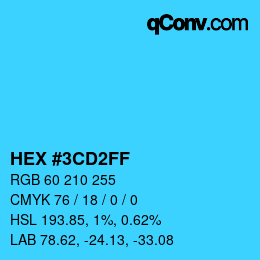 Color code: HEX #3CD2FF | qconv.com