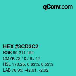 Farbcode: HEX #3CD3C2 | qconv.com