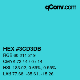 カラーコード: HEX #3CD3DB | qconv.com