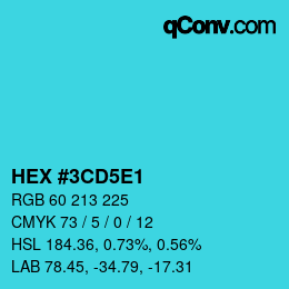 Farbcode: HEX #3CD5E1 | qconv.com