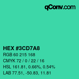 Farbcode: HEX #3CD7A8 | qconv.com