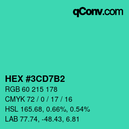 カラーコード: HEX #3CD7B2 | qconv.com