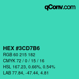 カラーコード: HEX #3CD7B6 | qconv.com