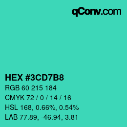 カラーコード: HEX #3CD7B8 | qconv.com