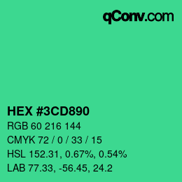 カラーコード: HEX #3CD890 | qconv.com