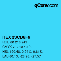 カラーコード: HEX #3CD8F9 | qconv.com