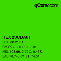 カラーコード: HEX #3CDA01 | qconv.com
