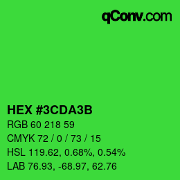 Color code: HEX #3CDA3B | qconv.com