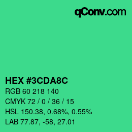 カラーコード: HEX #3CDA8C | qconv.com