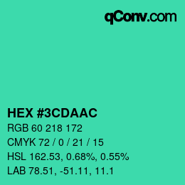 カラーコード: HEX #3CDAAC | qconv.com