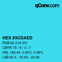 カラーコード: HEX #3CDAED | qconv.com