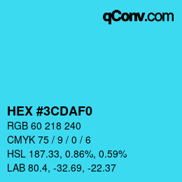 カラーコード: HEX #3CDAF0 | qconv.com