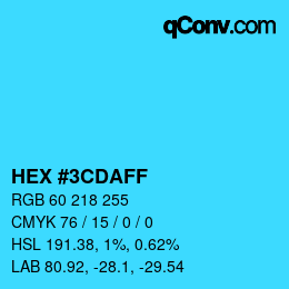 Color code: HEX #3CDAFF | qconv.com