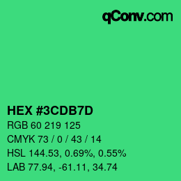 カラーコード: HEX #3CDB7D | qconv.com