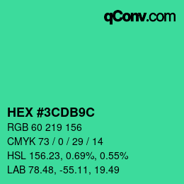 Color code: HEX #3CDB9C | qconv.com