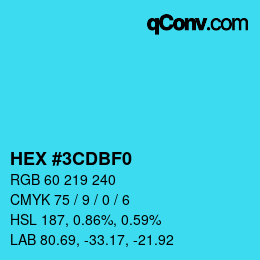 Color code: HEX #3CDBF0 | qconv.com