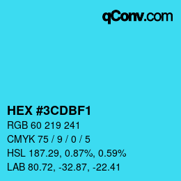 Color code: HEX #3CDBF1 | qconv.com