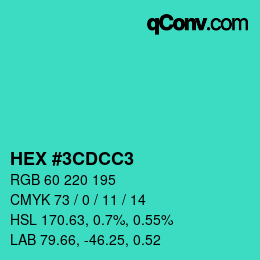 Color code: HEX #3CDCC3 | qconv.com
