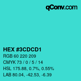 Color code: HEX #3CDCD1 | qconv.com