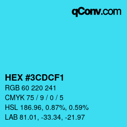 Color code: HEX #3CDCF1 | qconv.com