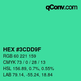 Color code: HEX #3CDD9F | qconv.com