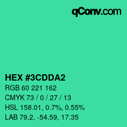 颜色代码: HEX #3CDDA2 | qconv.com