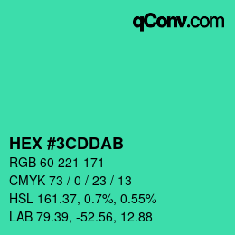 颜色代码: HEX #3CDDAB | qconv.com