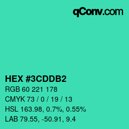 颜色代码: HEX #3CDDB2 | qconv.com