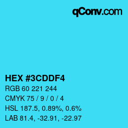 カラーコード: HEX #3CDDF4 | qconv.com