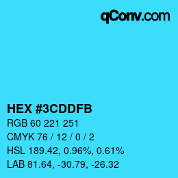 カラーコード: HEX #3CDDFB | qconv.com
