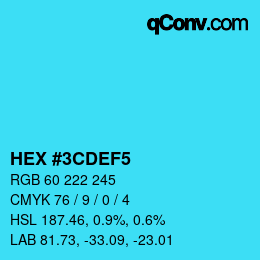 Color code: HEX #3CDEF5 | qconv.com