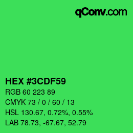 カラーコード: HEX #3CDF59 | qconv.com