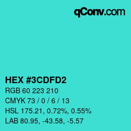 Color code: HEX #3CDFD2 | qconv.com