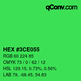 カラーコード: HEX #3CE055 | qconv.com