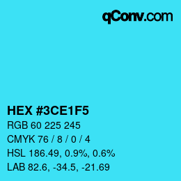 Color code: HEX #3CE1F5 | qconv.com
