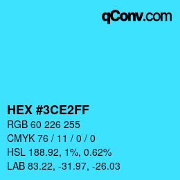 Color code: HEX #3CE2FF | qconv.com