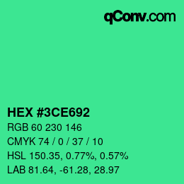 カラーコード: HEX #3CE692 | qconv.com