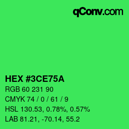 Farbcode: HEX #3CE75A | qconv.com