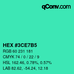 颜色代码: HEX #3CE7B5 | qconv.com
