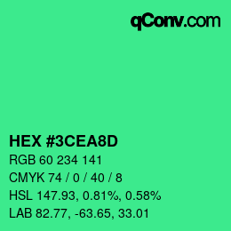 Color code: HEX #3CEA8D | qconv.com