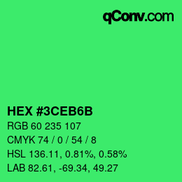 カラーコード: HEX #3CEB6B | qconv.com