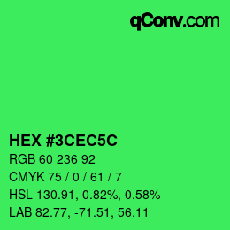 Color code: HEX #3CEC5C | qconv.com
