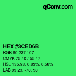 Color code: HEX #3CED6B | qconv.com