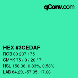 Color code: HEX #3CEDAF | qconv.com