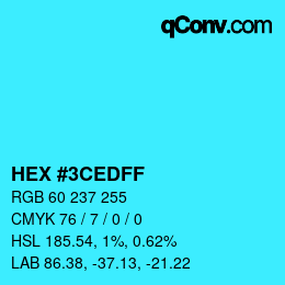 Color code: HEX #3CEDFF | qconv.com