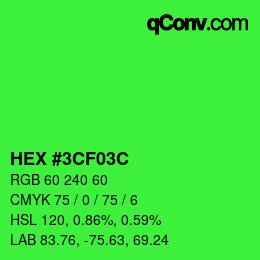 Color code: HEX #3CF03C | qconv.com