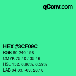 Color code: HEX #3CF09C | qconv.com