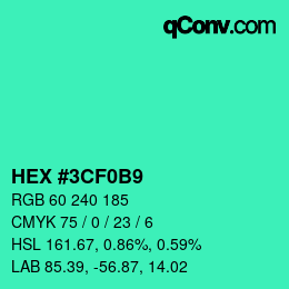 Color code: HEX #3CF0B9 | qconv.com