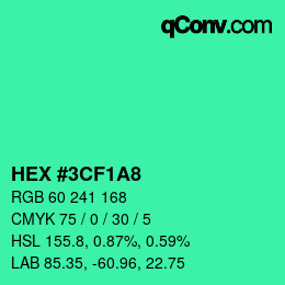 Color code: HEX #3CF1A8 | qconv.com